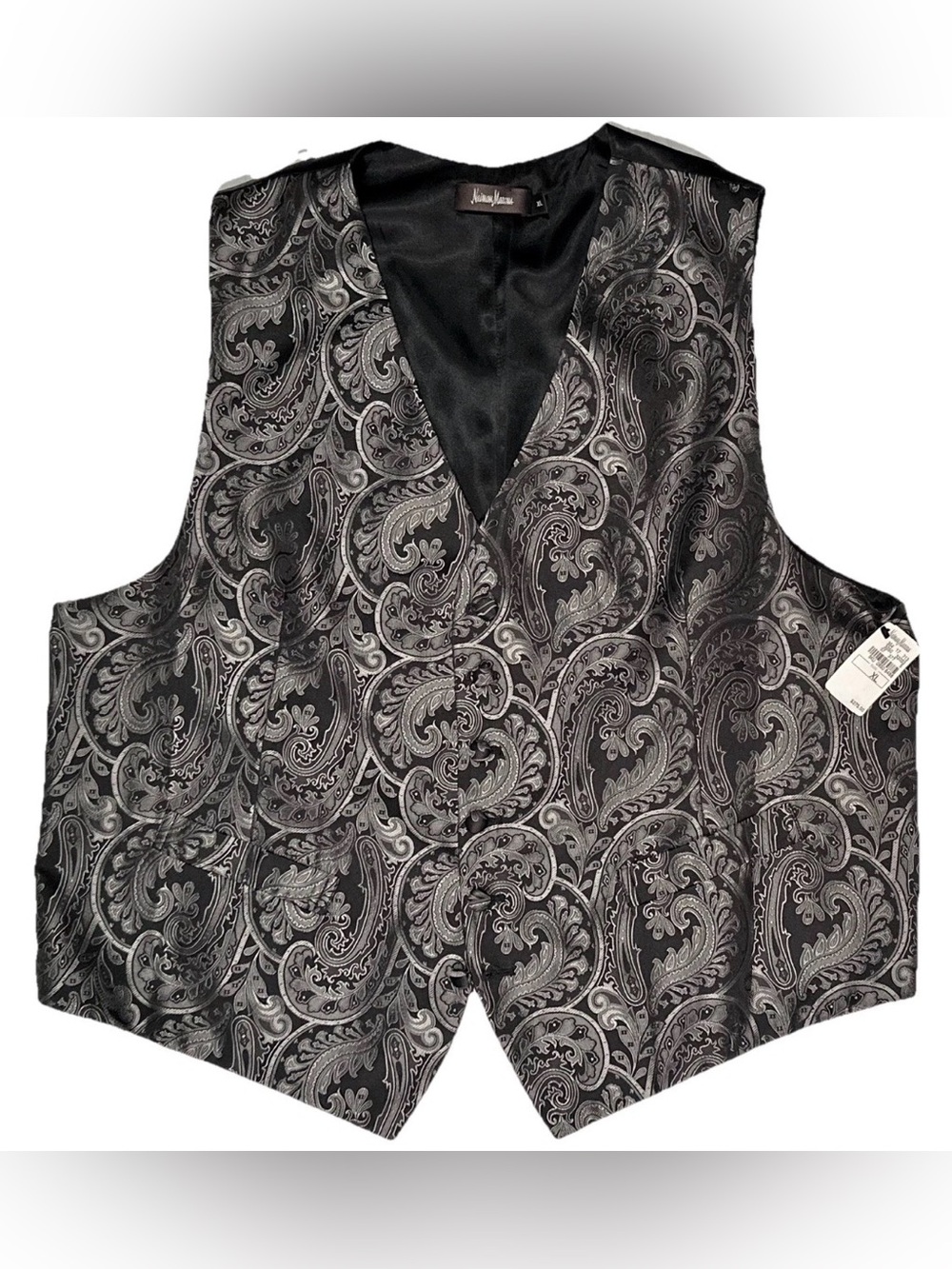 $275 NEW NEIMAN MARCUS 100% ITALY SILK SATIN FORMAL VEST WEDDING TUX SILVR BLACK